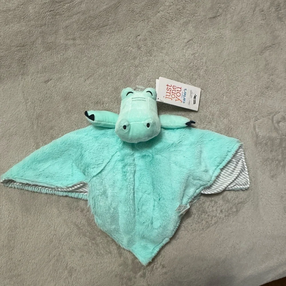 Mint Green Plush Hippo Blanket toy new